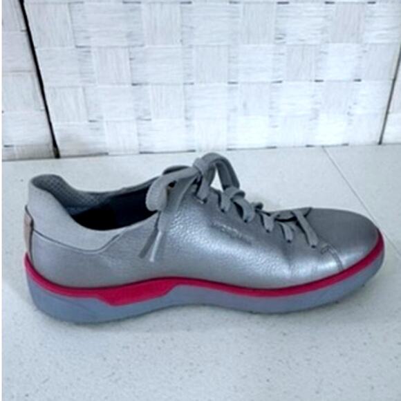 "ECCO" Women's,Golf Tray‎ Hydromax,Spikeless Shoes,Metallic Silver Orange Sz 38 - Picture 3 of 9